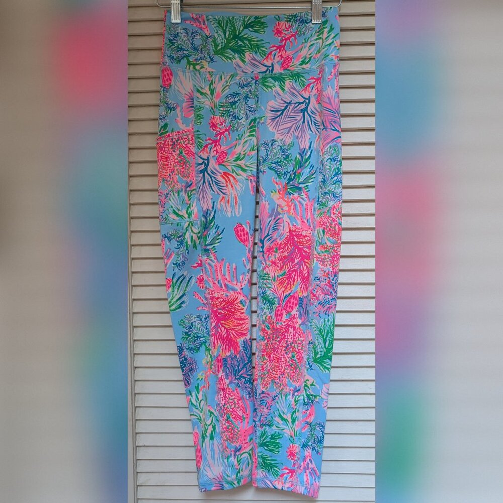 Lilly Pulitzer Luxletic Celestial Blue Cay to my Heart UPF 50 Leggings | Size XS